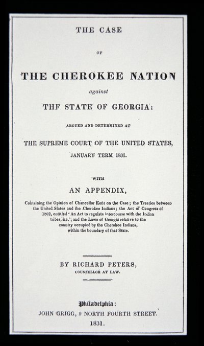 Anti-removal tract, by Cherokee Nation, in response to the forced removal of Indians from their homeland by American School