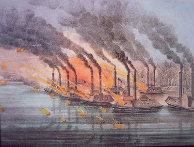 Armoured Gunboats Commanded by U.S. Flag Officer Andrew Foote, 6th February 1862 by American School