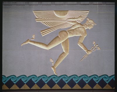 Bas-relief depicting Mercury from the exterior of one of the 14 buildings by American School