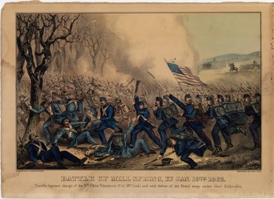Battle of Mill Spring, Ky. Jan 19th 1862, pub. by Currier & Ives, c.1862 by American School