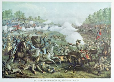 Battle of Opequan or Winchester, Virginia (engraved by Kurz & Allison) by American School
