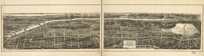Birds eye view of that portion of the 23rd and 24th wards of the city of New York, lying westerly of the New York and Harlem Railroad, and of the Grand Boulevard and Concourse connecting Manhattan Island with the park system north of the Harlem River by American School
