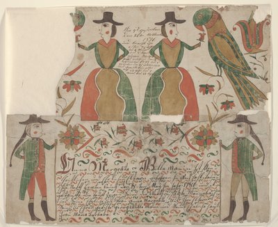 Birth and Baptism Certificate for Anna Margräta Willeman, Fraktur Painting by American School