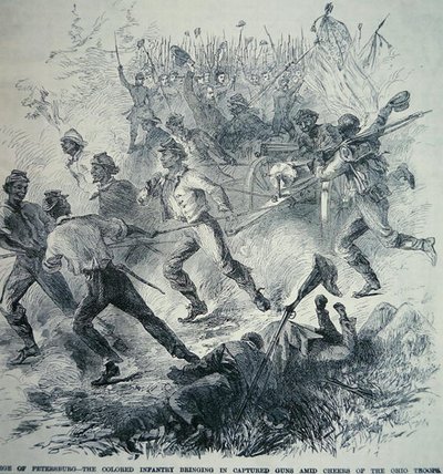 Black Troops of the Union Army bring in Captured Guns during the Siege of Petersburg (1864-65) by American School