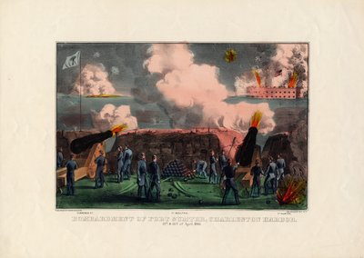 Bombardment of Fort Sumter, Charleston Harbor, 12th & 13th of April 1861, pub. by Currier & Ives, c.1861 by American School