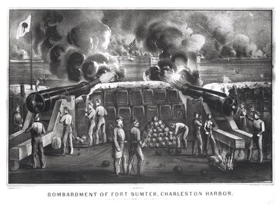 Bombardment of Fort Sumter, Charleston Harbour from Fort Moultrie, 12th and 13th April 1861, Pub. by Currier and Ives by American School