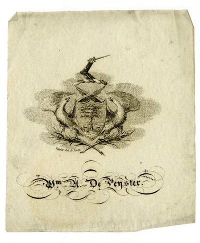 Bookplate of William Axtell De Peyster (1793-1856), c.1840 by American School