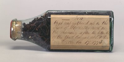 Boston Tea Party Tea Leaves in a Glass Bottle, Collected by T.M. Harris, Dorchester Neck, December 1773 by American School