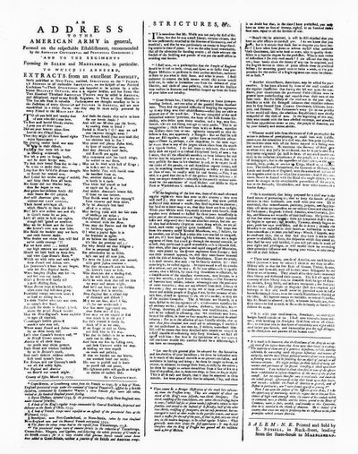 Broadside with an Address to the American Army, Salem, 1775 by American School