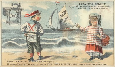 Brother and Sister on Beach by American School