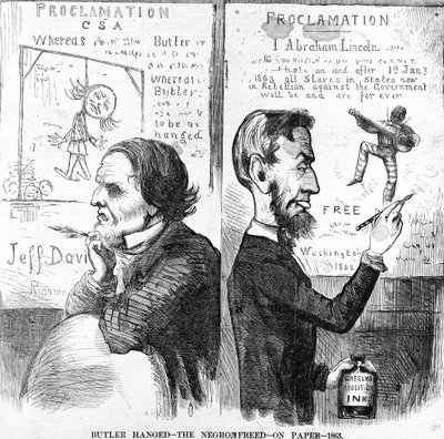 Butler Hanged, The Negro Free, on Paper, 1863 by American School