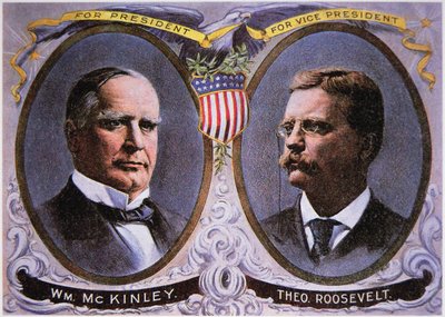 Campaign poster for William Mckinley (1843-1901) as President and Theodore Roosevelt (1858-1919) as Vice-President by American School
