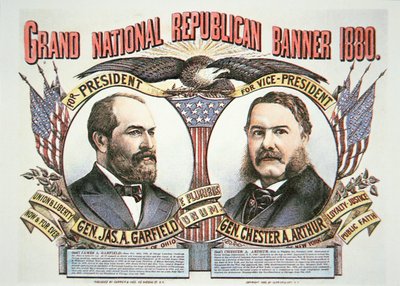 Campaign poster for presidential candidate James A. Garfield (1831-81) and running mate, Chester A. Arthur (1829-86) 1880 by American School