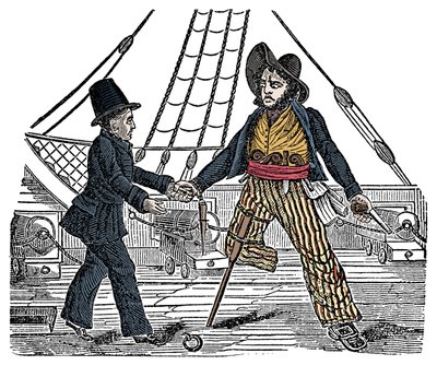 Captain Mackra and the Pirate with a Wooden Leg, Engraving from 