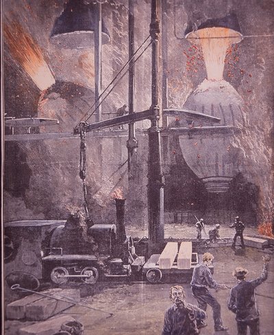 Carnegie Steel Works, Bessemer Converters at Full Blast, Pittsburgh, Pennsylvania by American School