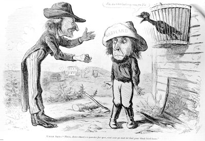 Cartoon satirising the abolition of slavery in Maryland, from Frank Leslie