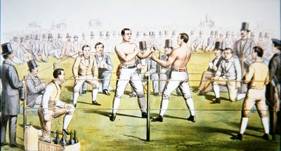 Championship fight between Tom Sayers and John Heenan at Farnborough, England on 17th April by American School