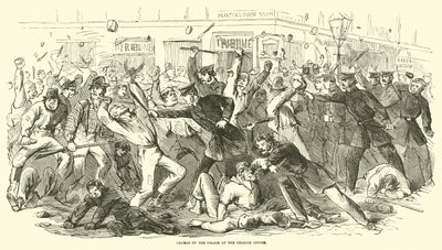 Charge of the Police at the Tribune Office, July 1863 by American School