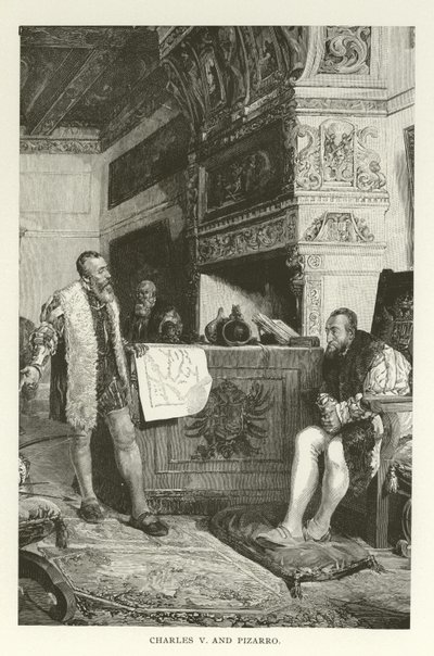 Charles V and Pizarro by American School