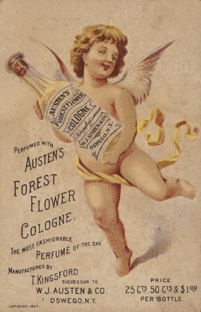 Cherub holding Cologne Bottle by American School