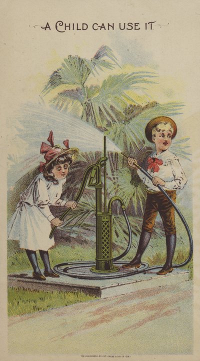 Children Playing with a Water Pump by American School