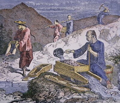 Chinese Immigrants working on the gold fields by American School