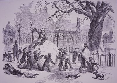 Christmas snowball, scene on Boston Common by American School