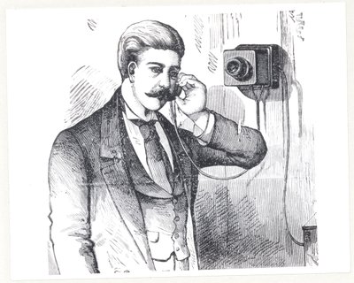 Condenser Telephone in Use, from The Electric Telephone by George Bartlett Prescott (b.1830), 1890 by American School