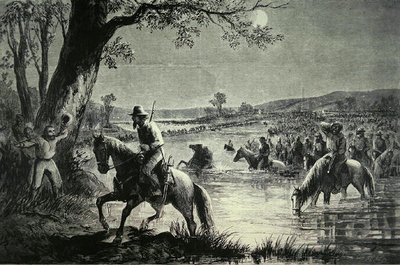 Confederate Army Crossing Fords of Potomac River during Invasion of Maryland in 1862 by American School