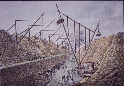 Construction Derricks Near Lockport, Erie Canal by American School
