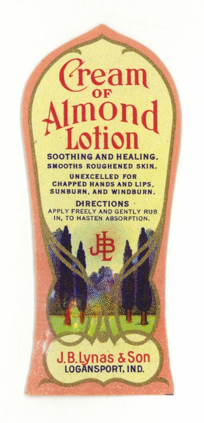 Cream of Almond Lotion Label, J B Lynas & Son by American School