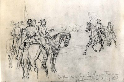 Custer receiving the Flag of Freedom, Appomattox, 1865 by American School