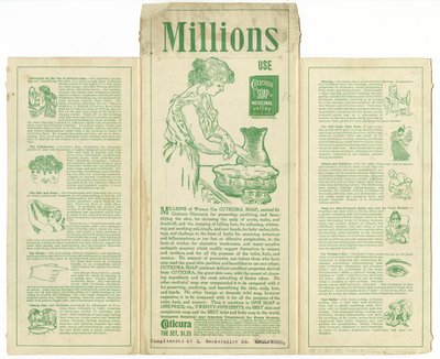 Cuticura Soap [folded trade card or box verso] by American School
