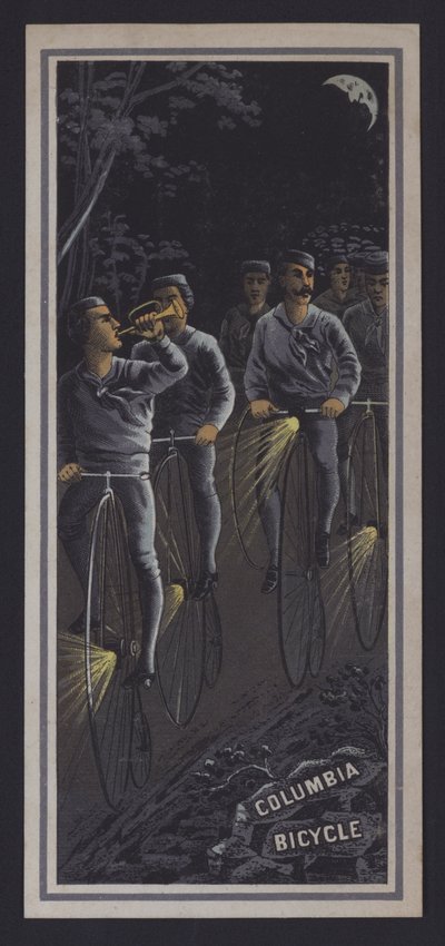 Cyclists riding at night by American School