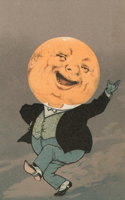Dancing Aristocrat with a Man in the Moon Head by American School