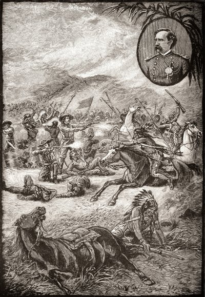 Death of General George Armstrong Custer and soldiers of the 7th cavalry at the Battle of Little Big Horn, June 25th, 1876 by American School