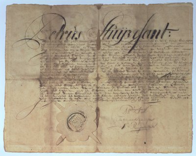 Deed Signed by Peter Stuyvesant, Director General of New Netherland, 15th May 1664 by American School