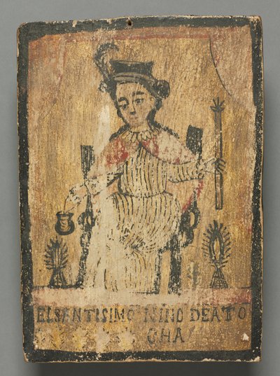 El Santo Nino de Atocha: saint of retablo by American School