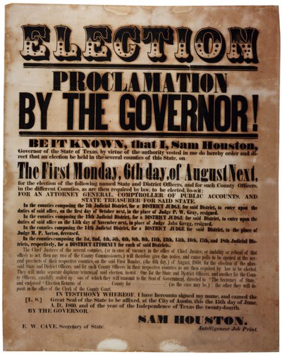 Election Proclamation by the Governor! (Elections Before the Civil War), 15th June 1860 by American School