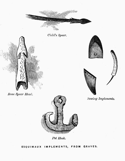 Eskimo Hunting Tools - Elisha Kent Kane, Arctic Explorations in the Years 1853-1855, vol. 1, p. 52, Philadelphia by American School