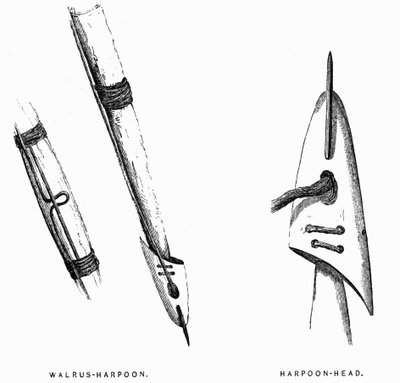 Eskimo Hunting Tools: Harpoons - Elisha Kent Kane, Arctic Explorations in the Years 1853-1855, vol. 1, p. 412, Philadelphia by American School