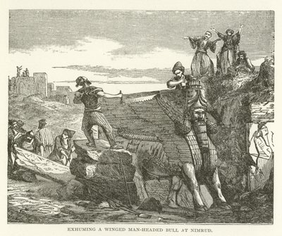 Exhuming a Winged Man-Headed Bull at Nimrud by American School