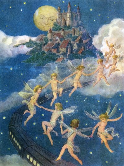 Fairies Flying to a Castle in the Sky by American School