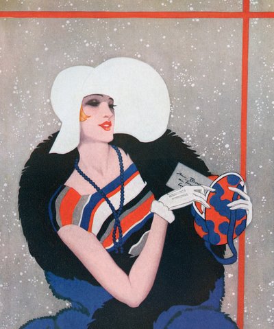 Fashionable Flapper on Her Way to a Party by American School