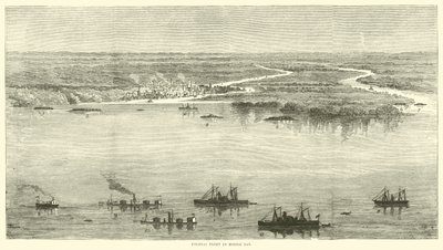Federal Fleet in Mobile Bay, August 1864 by American School