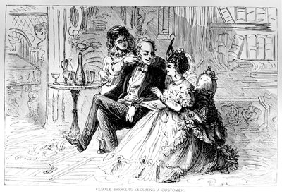 Female Brokers Securing a Customer, illustration from The Bulls and Bears of New York, by Matthew Hale Smith by American School