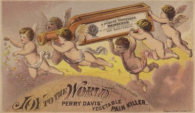 Flying Cherubs Carrying Medicine Bottle by American School