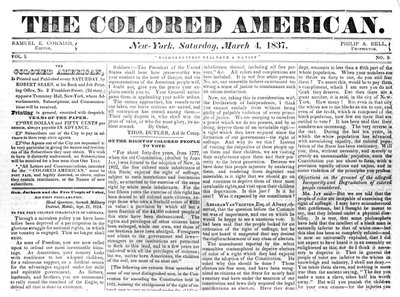 Front page of The Colored American, 4th March, 1867 by American School