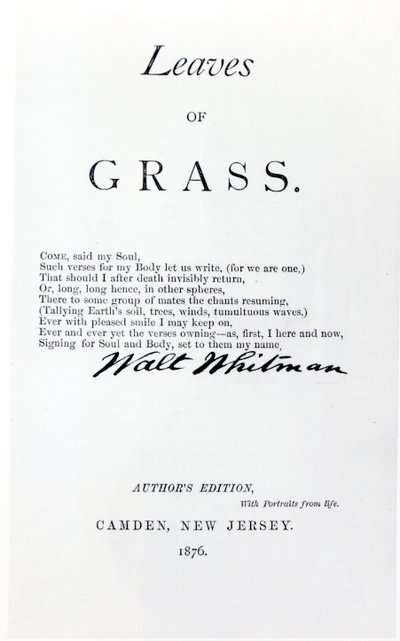 Frontispiece to Leaves of Grass by Walt Whitman (1819-92), pub. in 1876 by American School