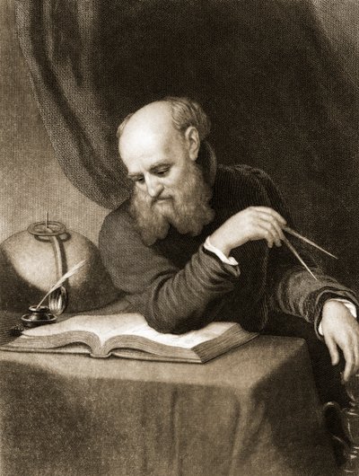 Galileo with Compass and Diagrams, c.1880 by American School
